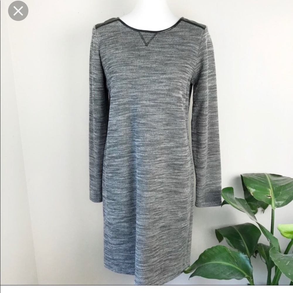 Loft faux leather shoulder knit dress
